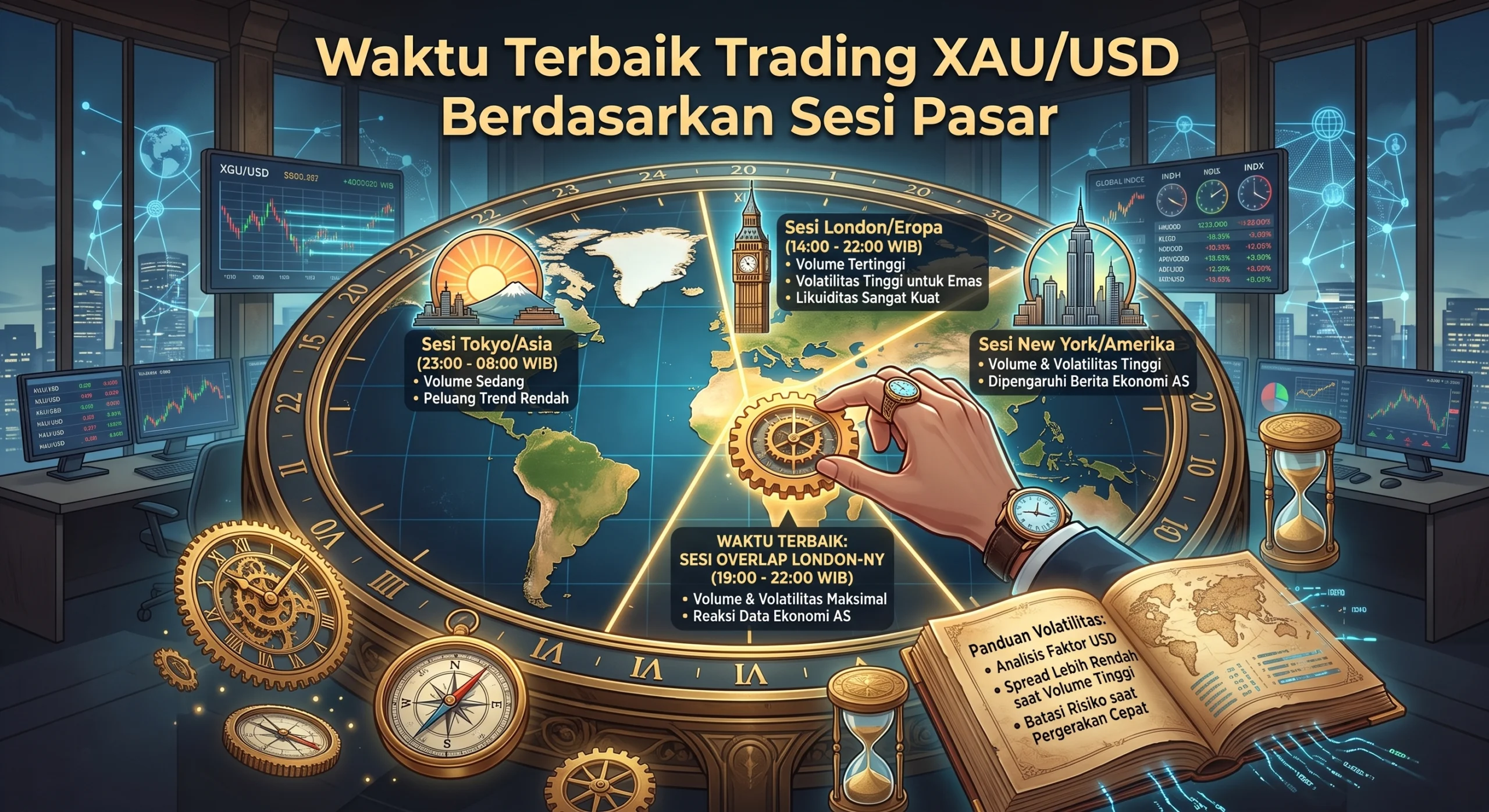 Waktu Terbaik Trading XAU/USD Berdasarkan Sesi Pasar