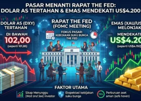 Dolar AS Tertahan di Bawah 102,00, Emas Mendekati US$4.200 saat Pasar Menanti Rapat The Fed