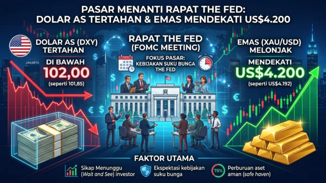 Dolar AS Tertahan di Bawah 102,00, Emas Mendekati US$4.200 saat Pasar Menanti Rapat The Fed