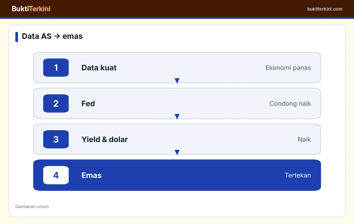 Alur reaksi emas terhadap data AS