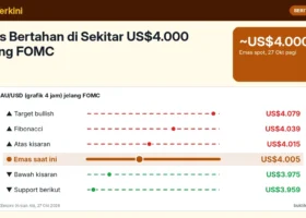 Emas Bertahan di Sekitar US$4.000 Jelang FOMC: Bergerak Menyamping di US$3.975–4.015, Peluang Kenaikan Bunga Desember 73%