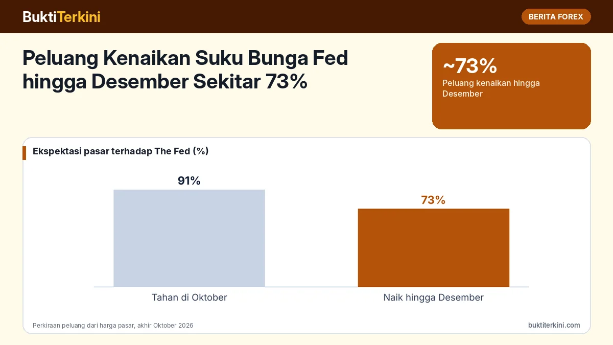 Peluang Kenaikan Suku Bunga Fed hingga Desember Sekitar 73%: Mengapa Angka Ini Menjadi Penahan Utama Harga Emas